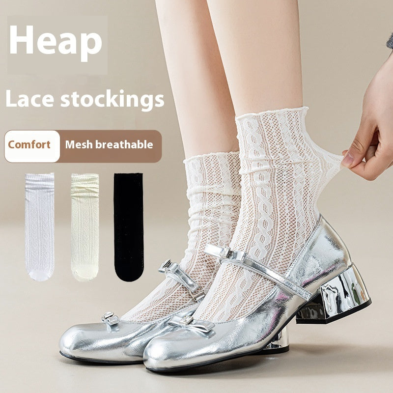 Thin Breathable Hollowed-out Mesh Lace Socks
