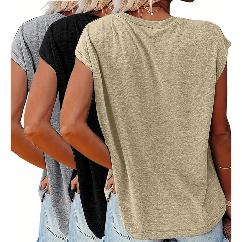 3-Packs Cap Sleeve Tops For Women Summer Top Basic Tee Shirts Casual Tank Loose Fit 2025 Fashion