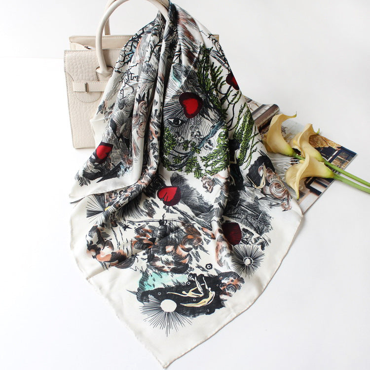 Sweet Temperament Silk Scarf Women