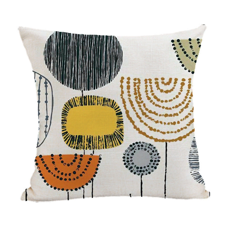 Linen Painted Ins Style Geometric Abstract Pillow Cover