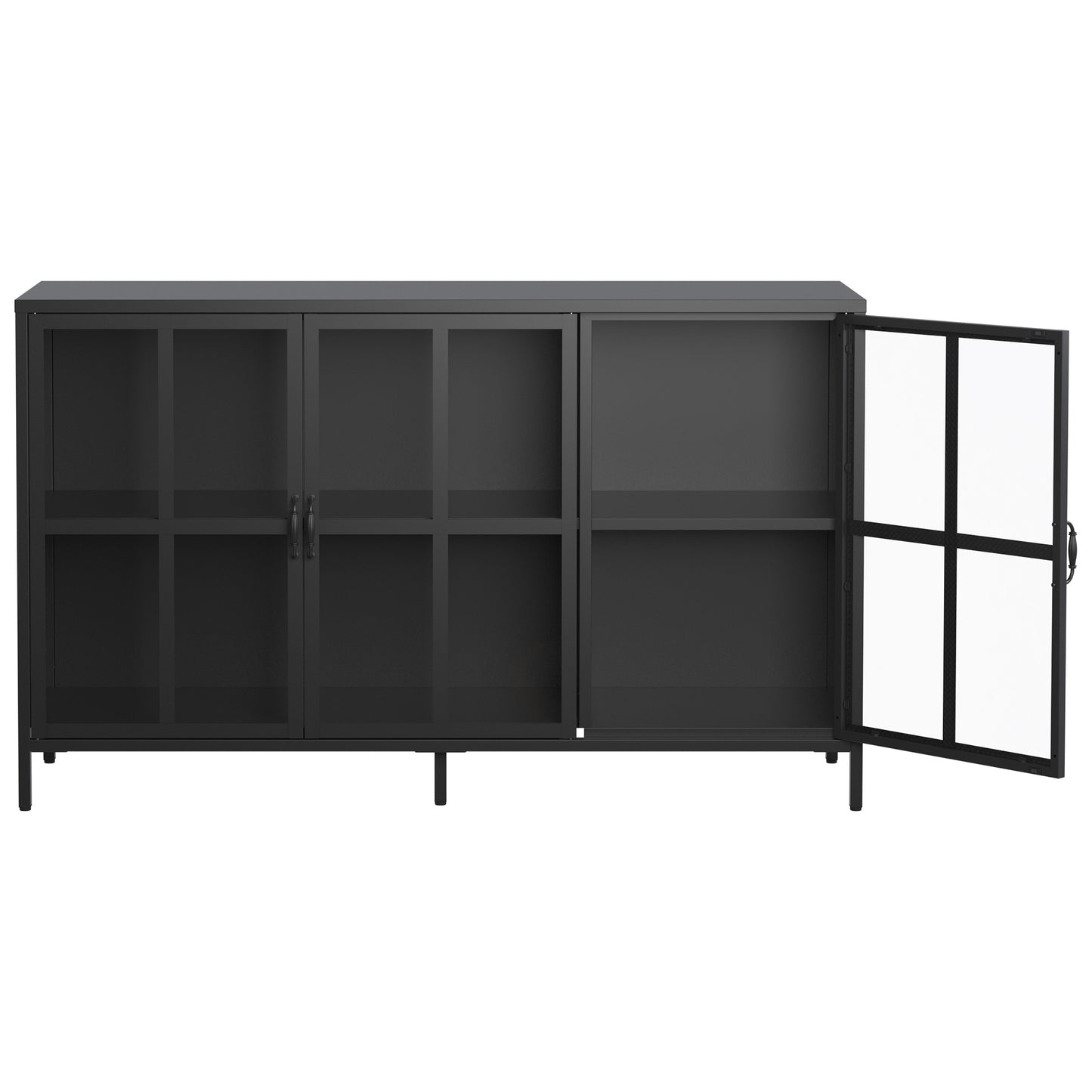 Heavy Duty Metal Modern Sideboard Buffet Cabinet With Storage Premium Steel Storage Cabinet ,Adjustable Feet,Glass Doors,Large Capacity Organizer For Living Room,Bed Room,Dining Room