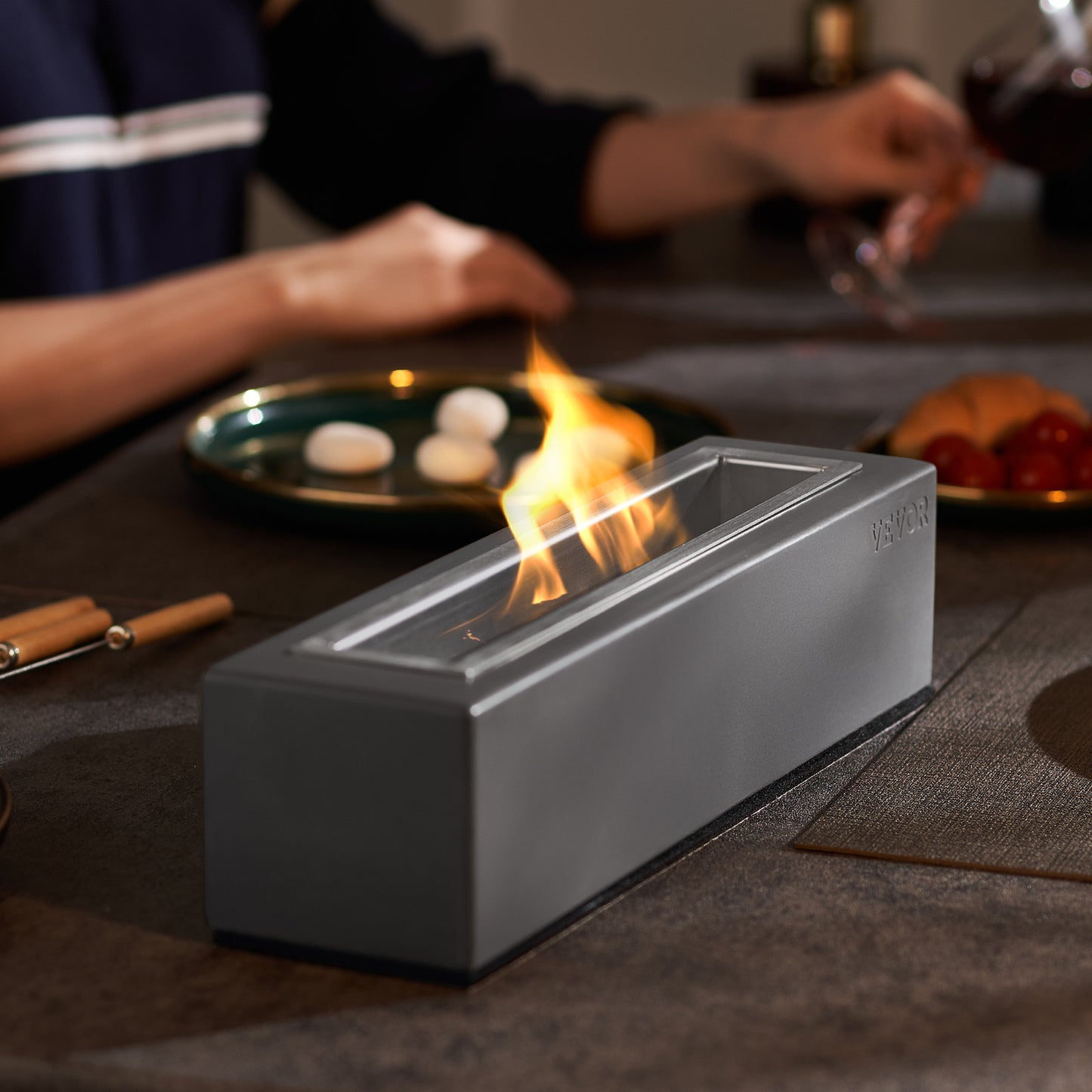 Tabletop Fire Pit Bowl 15 Inch Concrete Fireplace Indoor Outdoor Patio