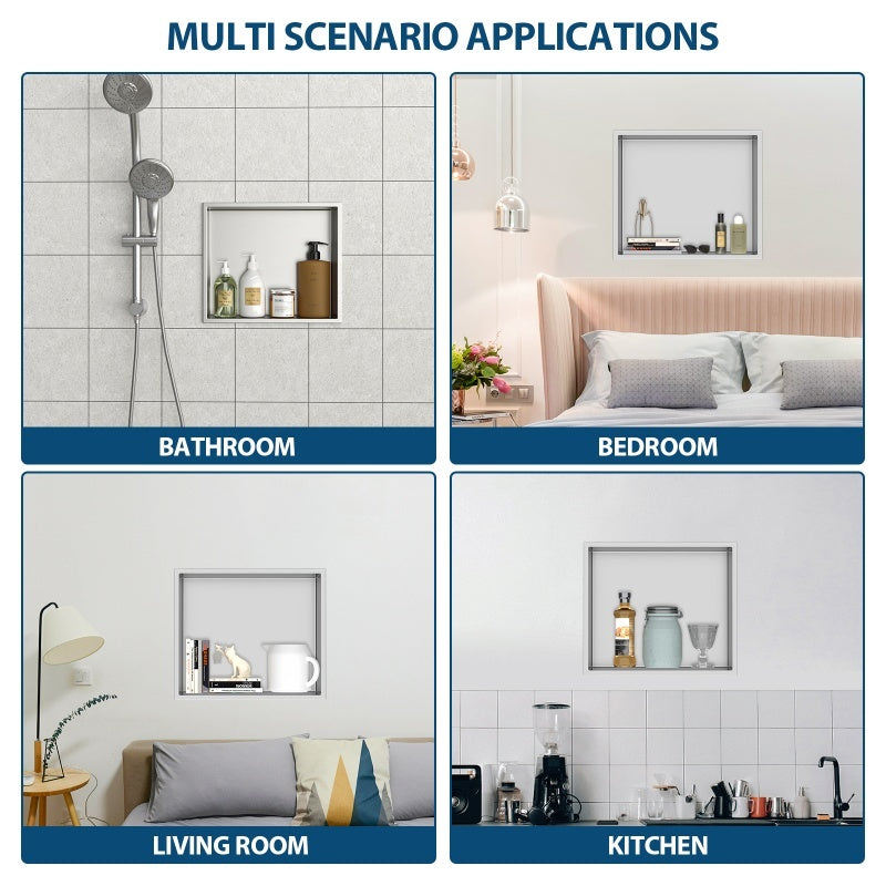 15 X 13 In Stainless Steel Shower Niche - Brushed Nickel, Waterproof, Easy Installation, Corrosion-Resistant