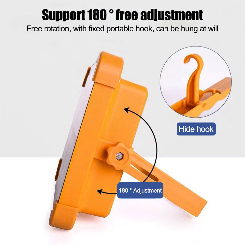 1500W LED Work Light Solar Powered Cordless Portable Camping Outdoor Light USB