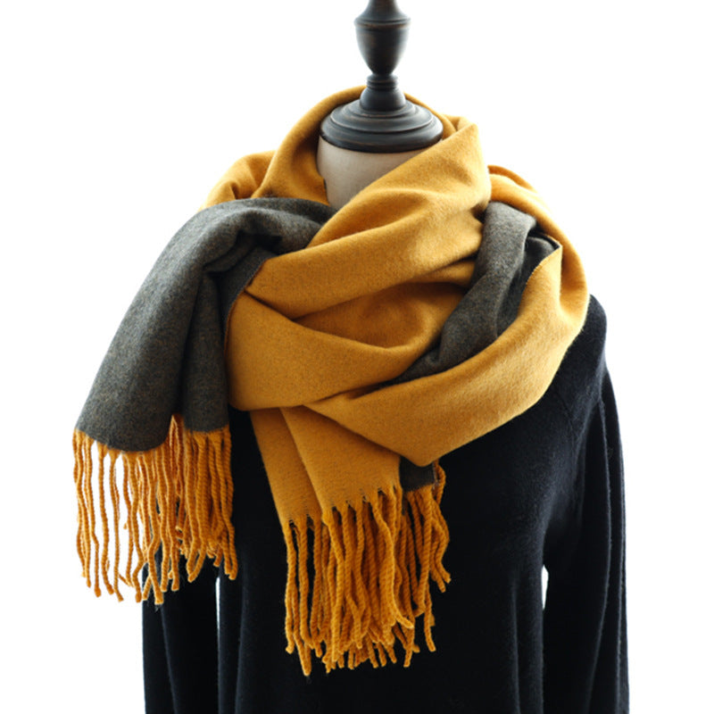 Fashion Double-sided Solid Color Warm Cashmere Scarf