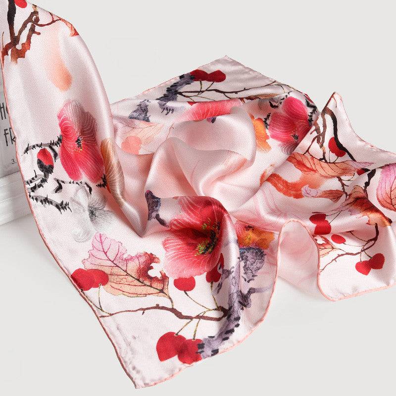 Silk Women's Square Scarf Exquisite Design Pattern Printing