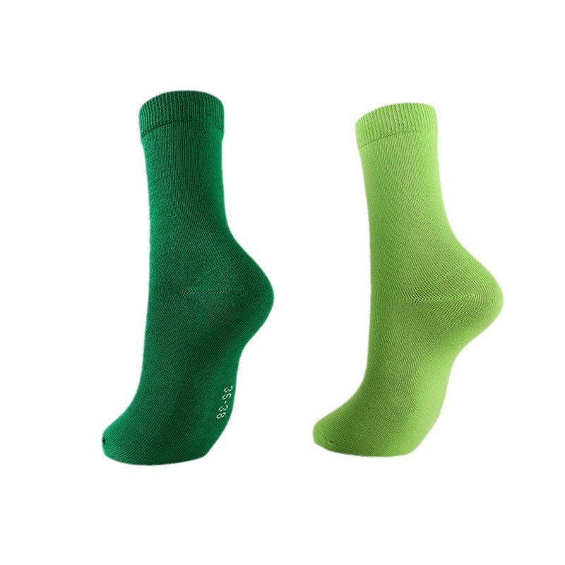 Solid Color High-elastic Mid-calf Boneless Macaron Colored Cotton Socks