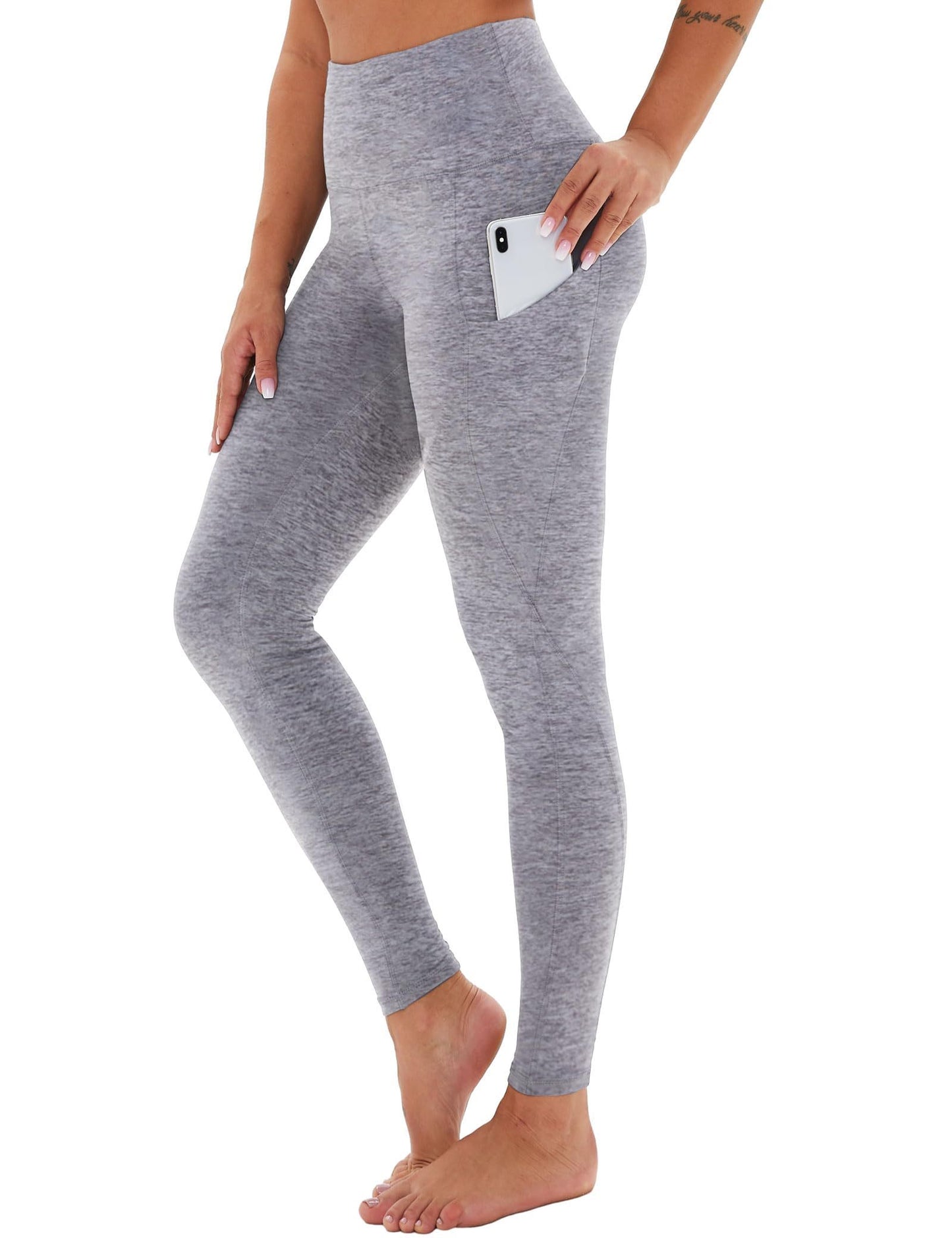 Yoga Pants - Cropped High-rise Diagonal Pockets Printed Variegated