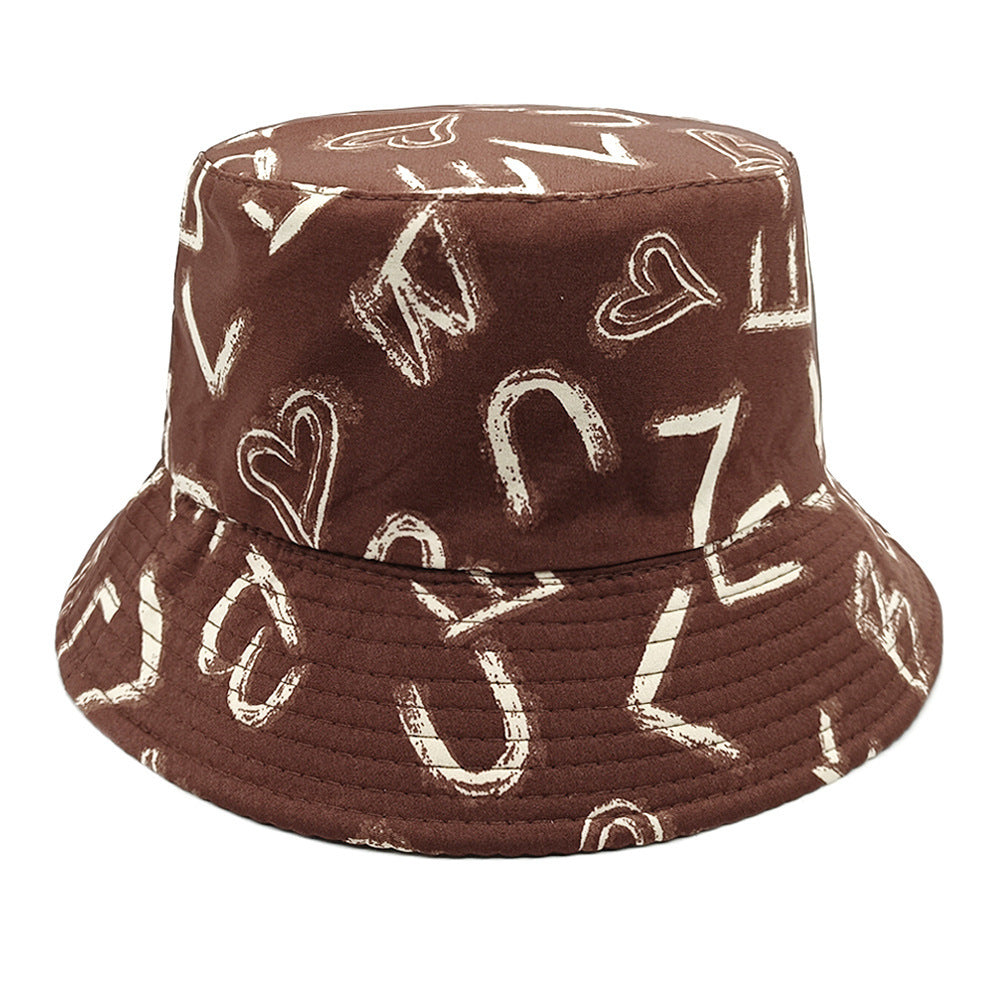 Love Letter Pattern Bucket Hat Children's Digital Printing Bucket Hat