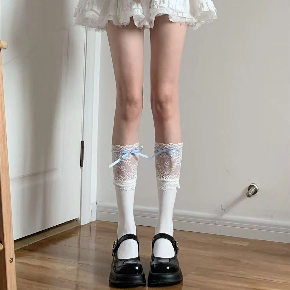 Women's Summer Fashion Ribbon Bow Tube Socks