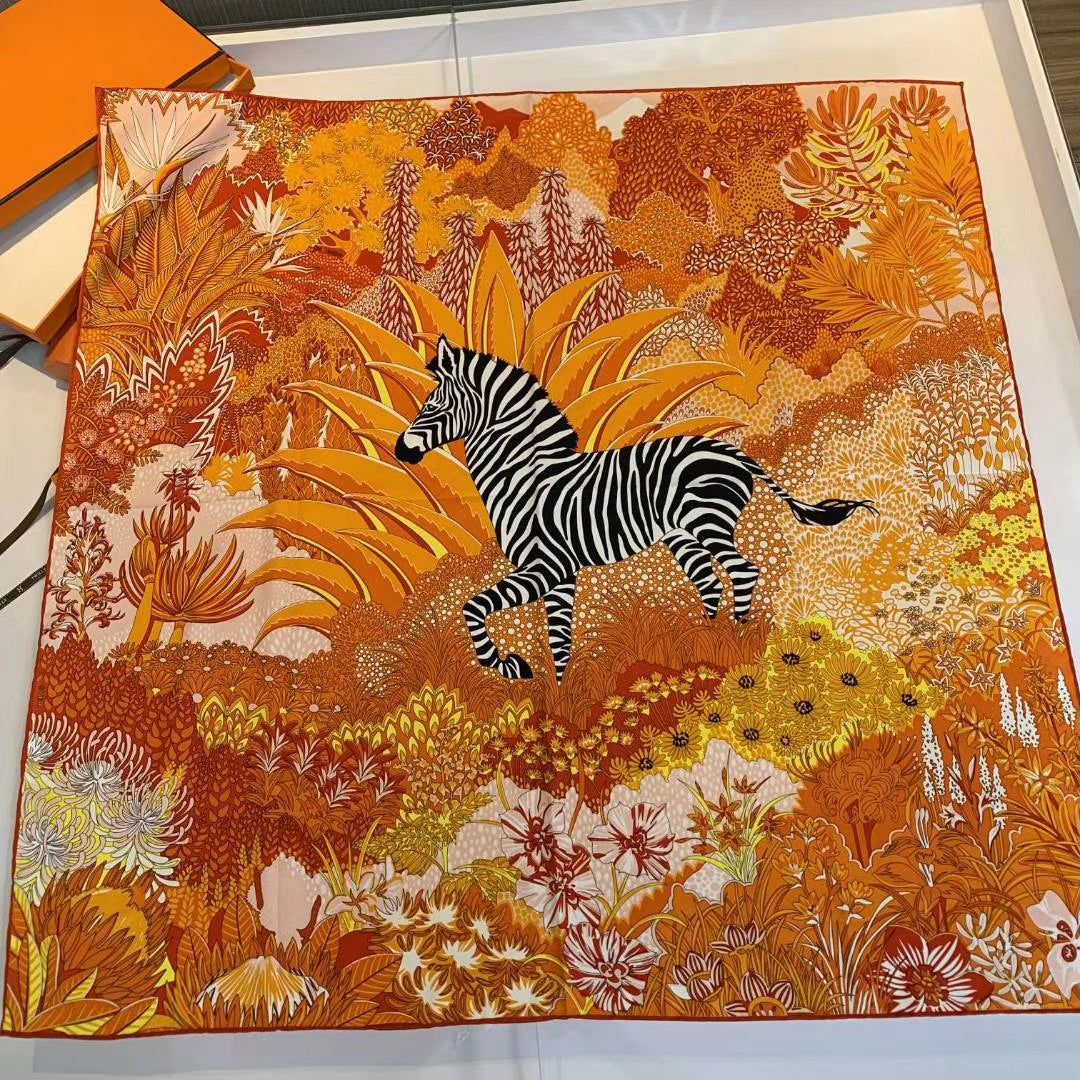 Handmade Hemming Twill Silk Printed Shawl