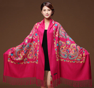 Embroidered Cotton And Linen Scarf Travel Sunscreen Ethnic Style Silk Scarf