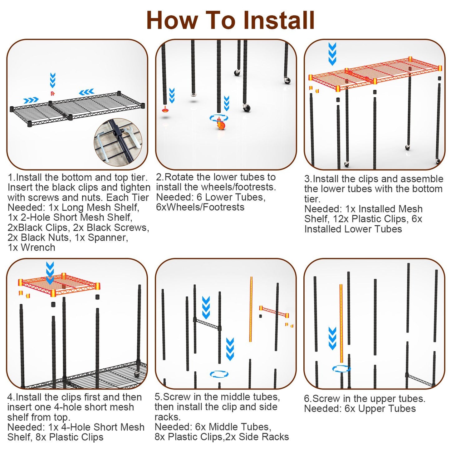 1Pc 4 Tier Heavy Duty Garment Rack With Wheels Carbon Steel Clothing Rack Portable Wardrobe Clothes Rack With 3 Hanging Rods 6 Footrests 44.9x17.13x77.95in