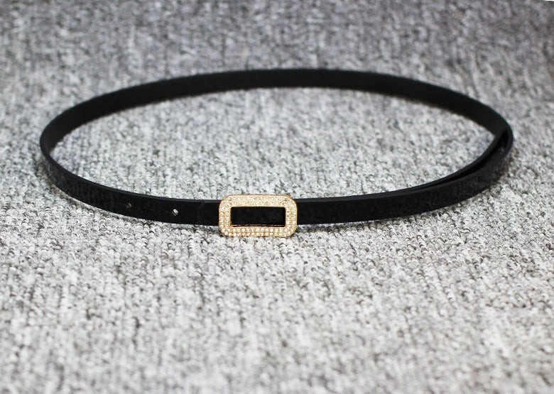 Fashionable All-match Bow Buckle Patent Leather Thin Belt