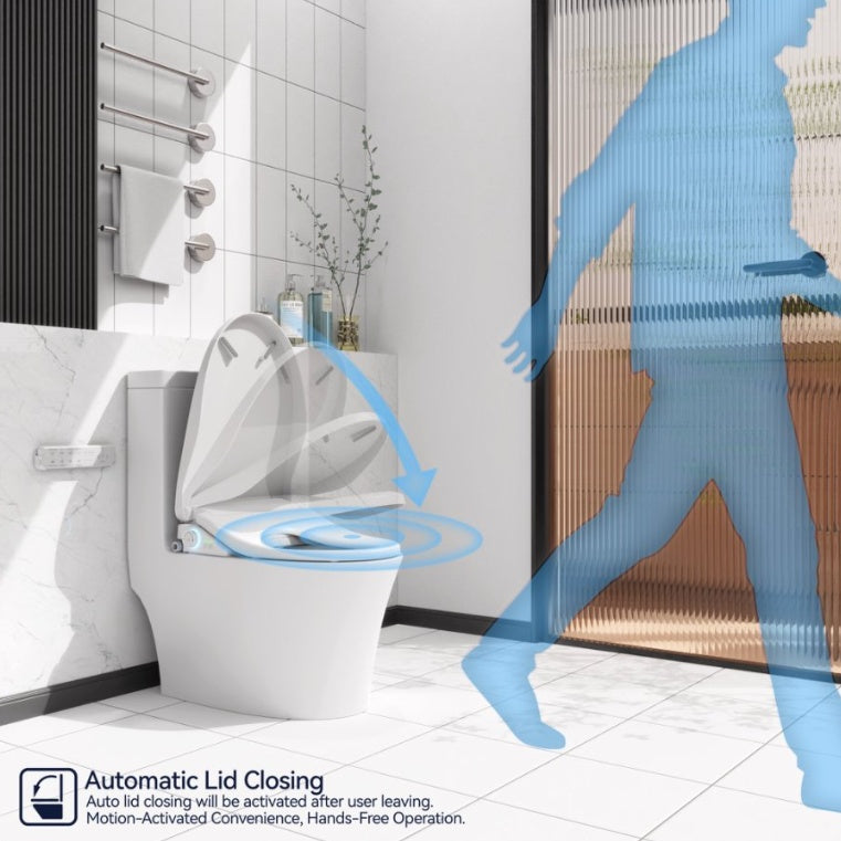 Smart Bidet Toilet Seat With Sensor Open Lid Side Knob Adjustable Heated Seat With Water Temperature And Pressure Adjustment Portable Bidet With Automatic Nozzle Cleaning And