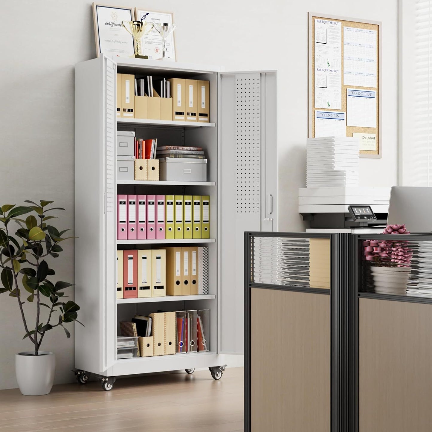 Garage Storage Cabinet With Wheels, H Rolling Metal Cabinets With Locking Doors Adjustable Shelves Pegboards For Home Office, Basement, Pantry, Workshop