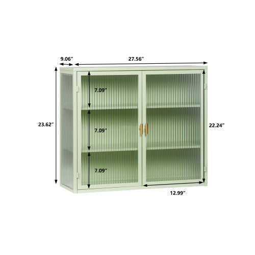 Modern Double Door Wall Cabinet With Glass Door With Three Levels Of Storage For Entrance Living Room, Bathroom, Dining Room, Mint Green Unavailable Platforms- Temu