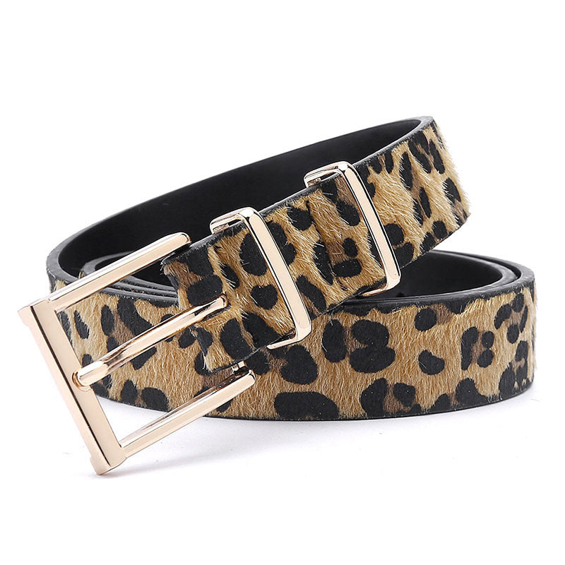 Female Ornament Creative Style Leopard Print Horse Hair Women's Belt