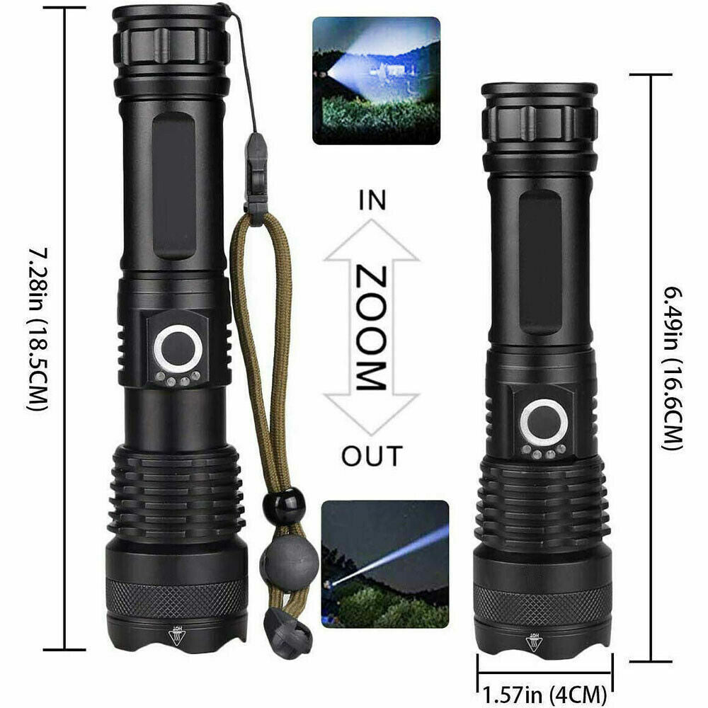 990000lm Rechargeable XHP70 Most Powerful LED Flashlight USB Zoomable Torch Lamp
