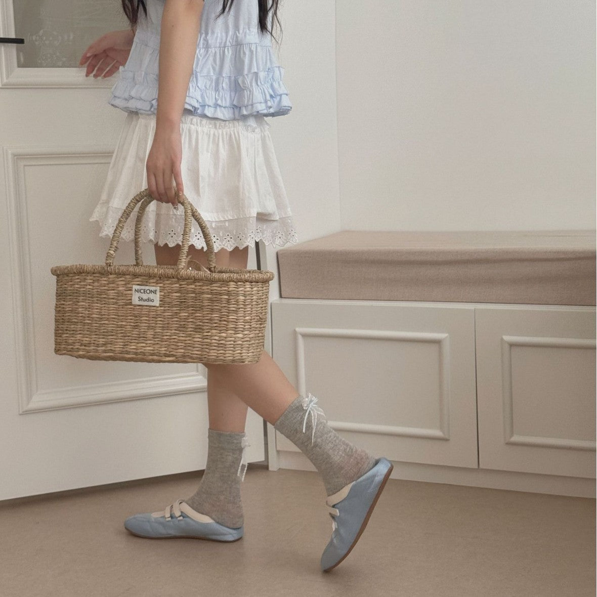 Summer Thin Boneless Ballet Style Ins Japanese Girl Lace Bow Ribbon Socks Women's Mid Tube Stockings