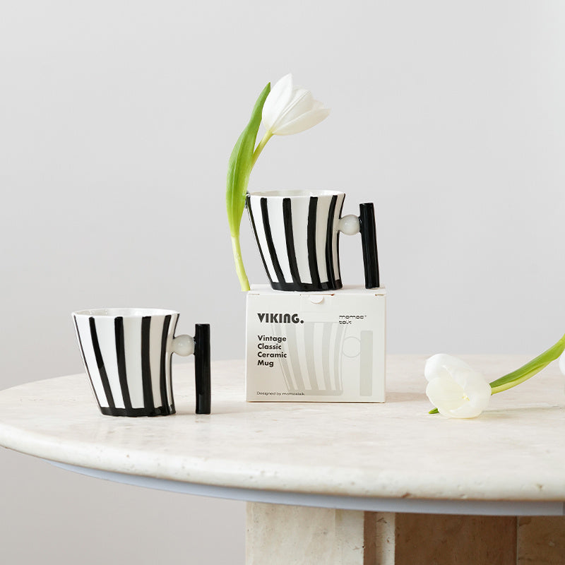 Vintage Striped Viking Mug Creative Ceramics