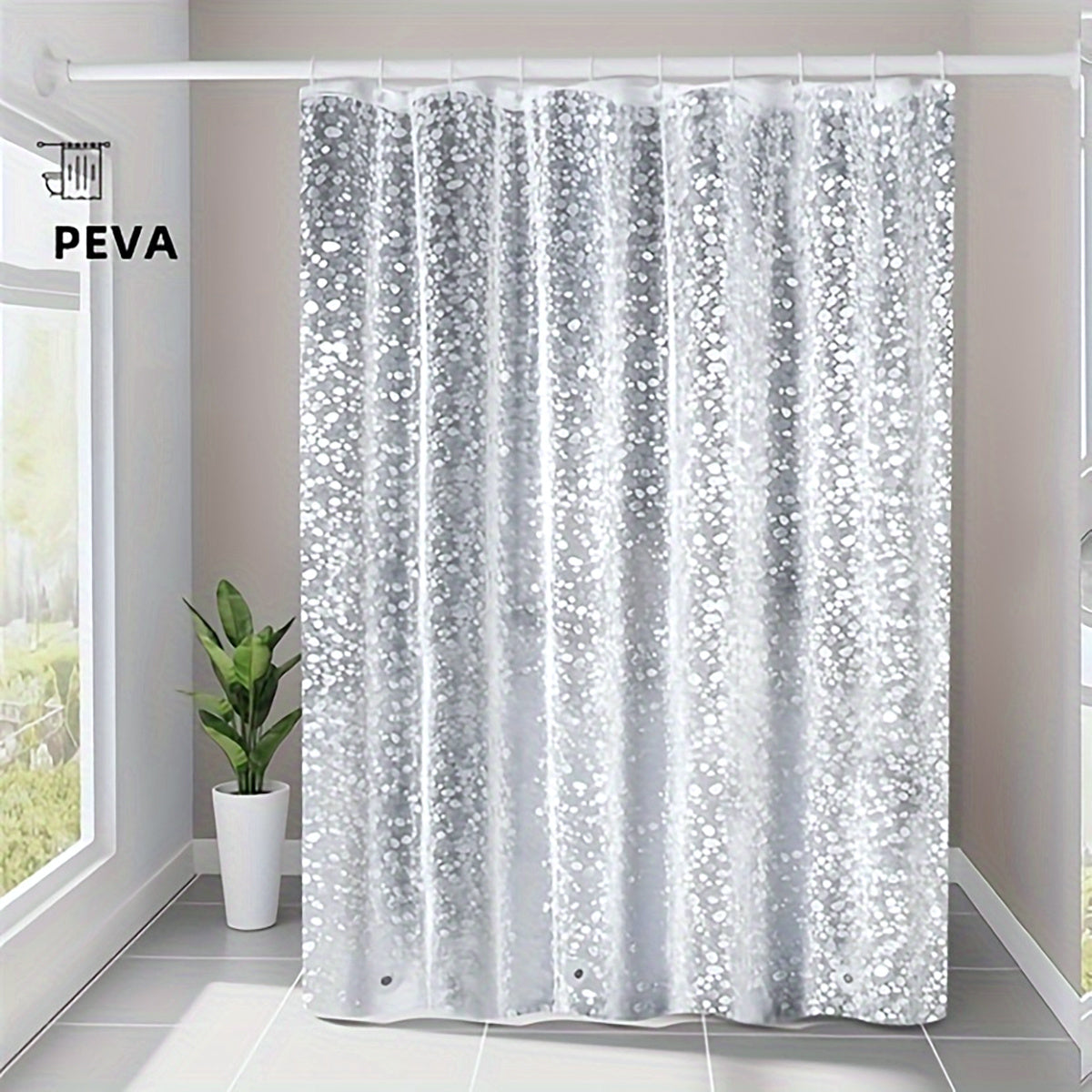 3D Pebble Pattern Shower Curtain In PEVA Durable Material, 71x71 Inches With Strong Magnets, Suitable For Shower Cabins And Bathtubs