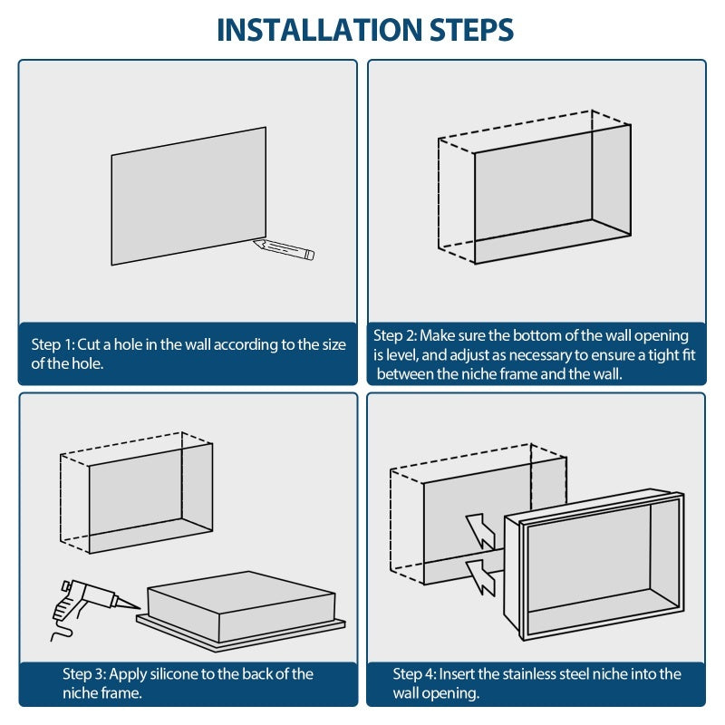 12 X 12 In Stainless Steel Shower Niche - Gold, Waterproof, Easy Installation, Corrosion-Resistant