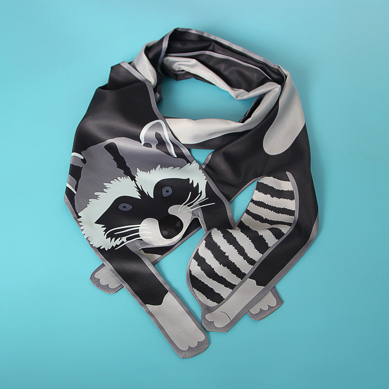 Small Scarf With Hair Band, Wild Decoration Long Small Silk Scarf Tied With Bag, Handle Scarf