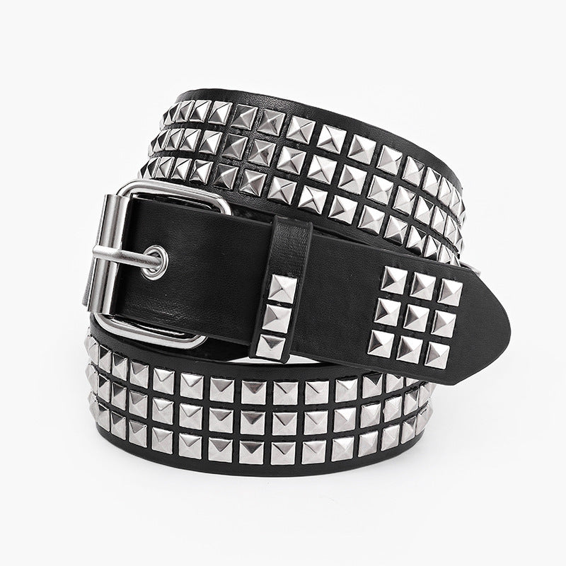 Women's Square Bead Rivet Belt Waist Belt