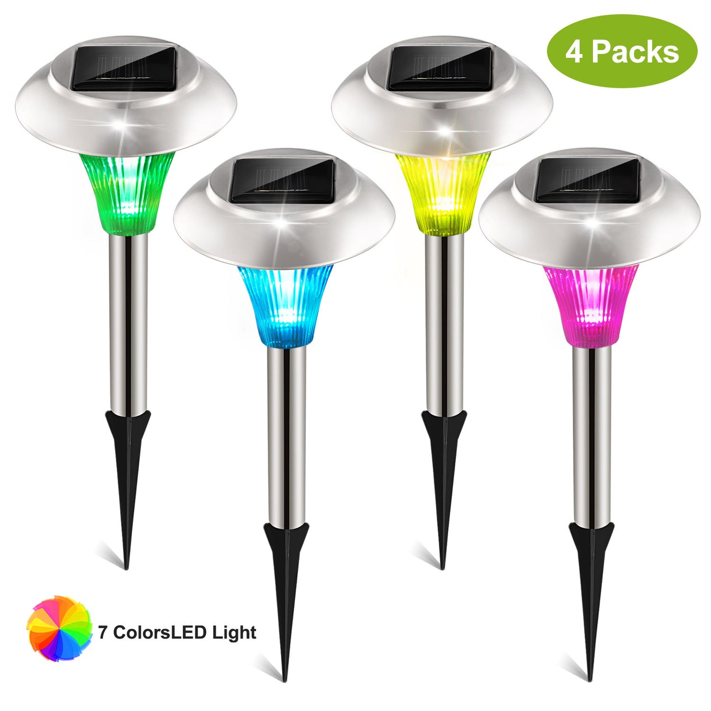 12Pcs 8Pcs 4Pcs Solar Garden Lights IP44 Waterproof 7 Color Changing For Yard Driveway Walkway