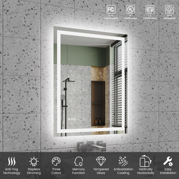 28 Inch X 36 Inch LED Bathroom Mirror