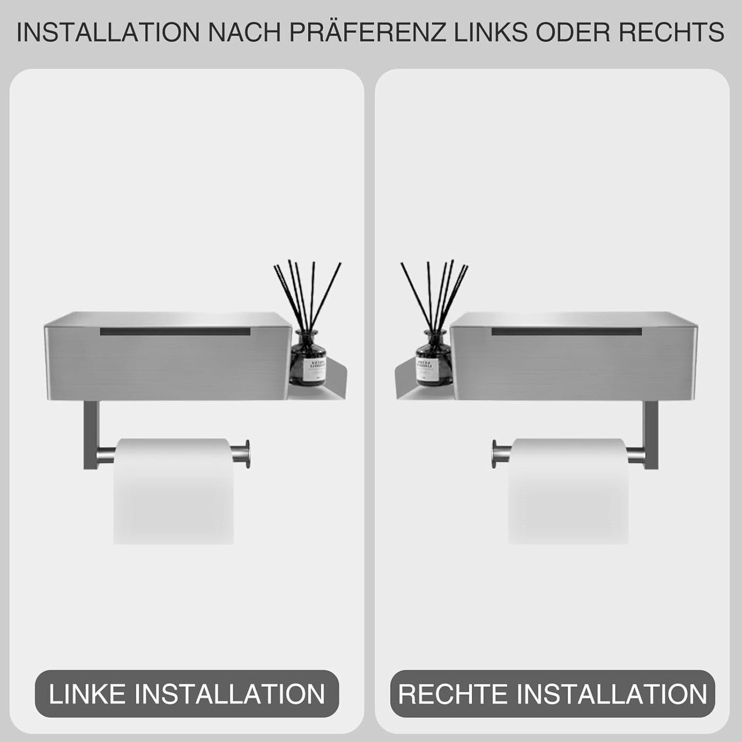 Edelstahl Toilettenpapierhalter Ohne Bohren WC Klopapierhalter Mit Ablage-Box