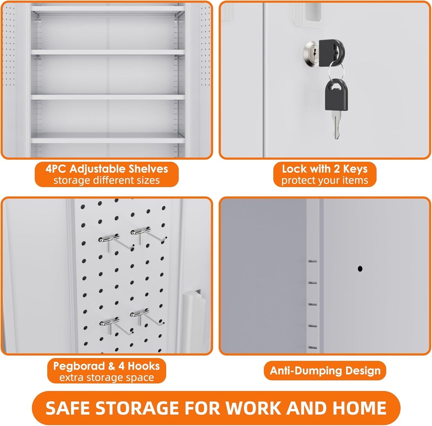 Garage Storage Cabinet With Wheels, H Rolling Metal Cabinets With Locking Doors Adjustable Shelves Pegboards For Home Office, Basement, Pantry, Workshop