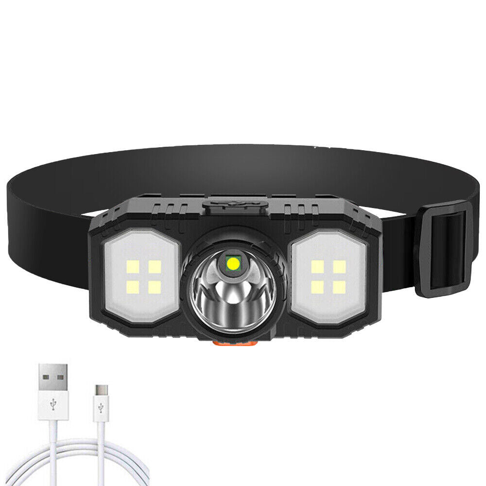 Super Bright Waterproof LED Head Torch Headlight USB Rechargeable Headlamp UK