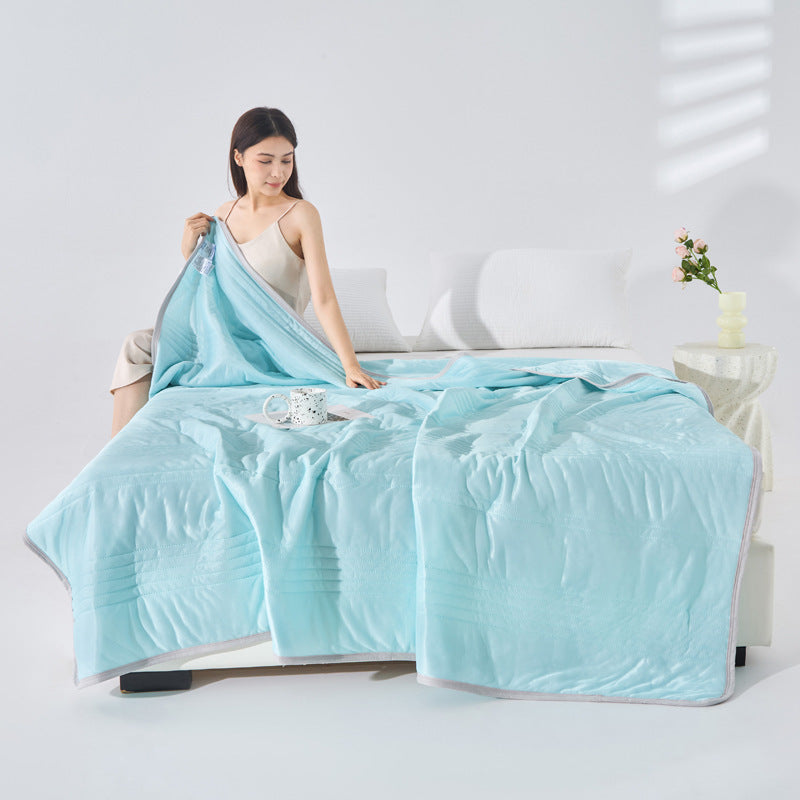 Solid Color Airable Cover Machine Washable Summer Ice Silk Thin Quilt