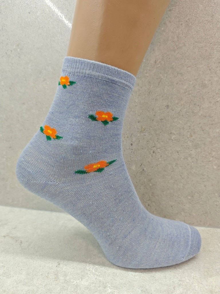 Women's Floral Cotton Socks 6 12 24 Pairs