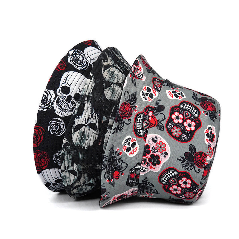 Rose Skull Bucket Hat Summer Printing Men And Women Bucket Hat Tide