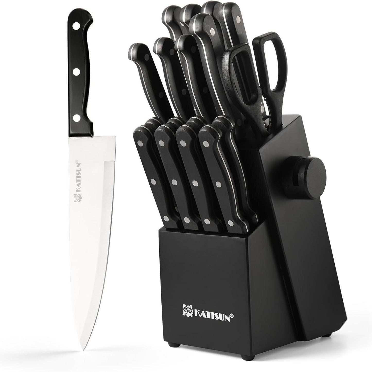 Durable German Steel Dishwasher Safe Kitchen Knife Set With Sharpener