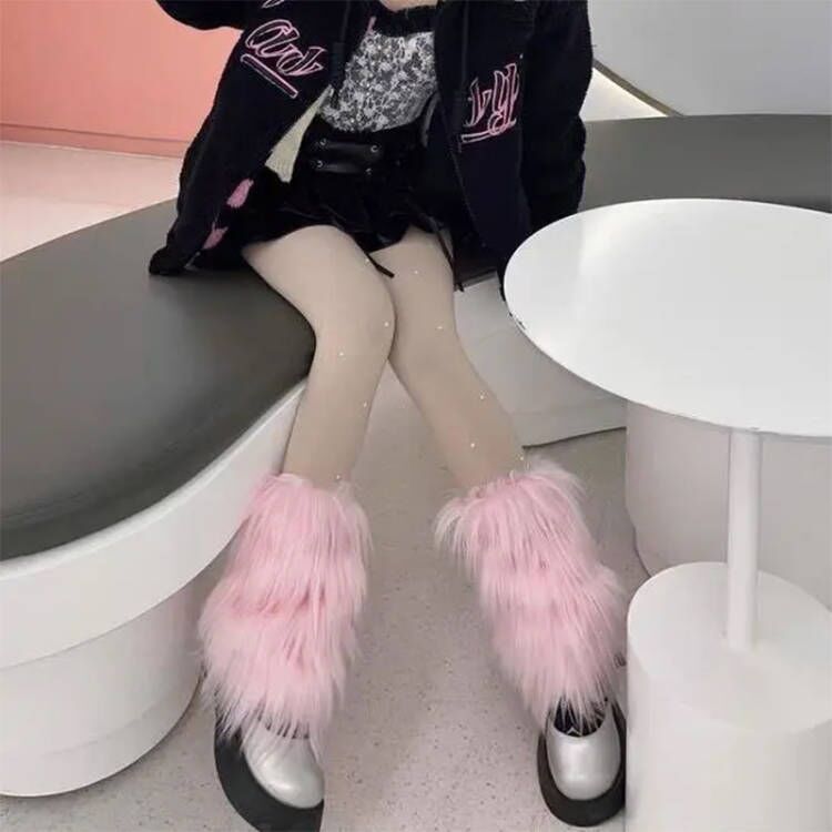 Fur Booties Warm Plush Shoe Cover Pile Style Support Hosiery