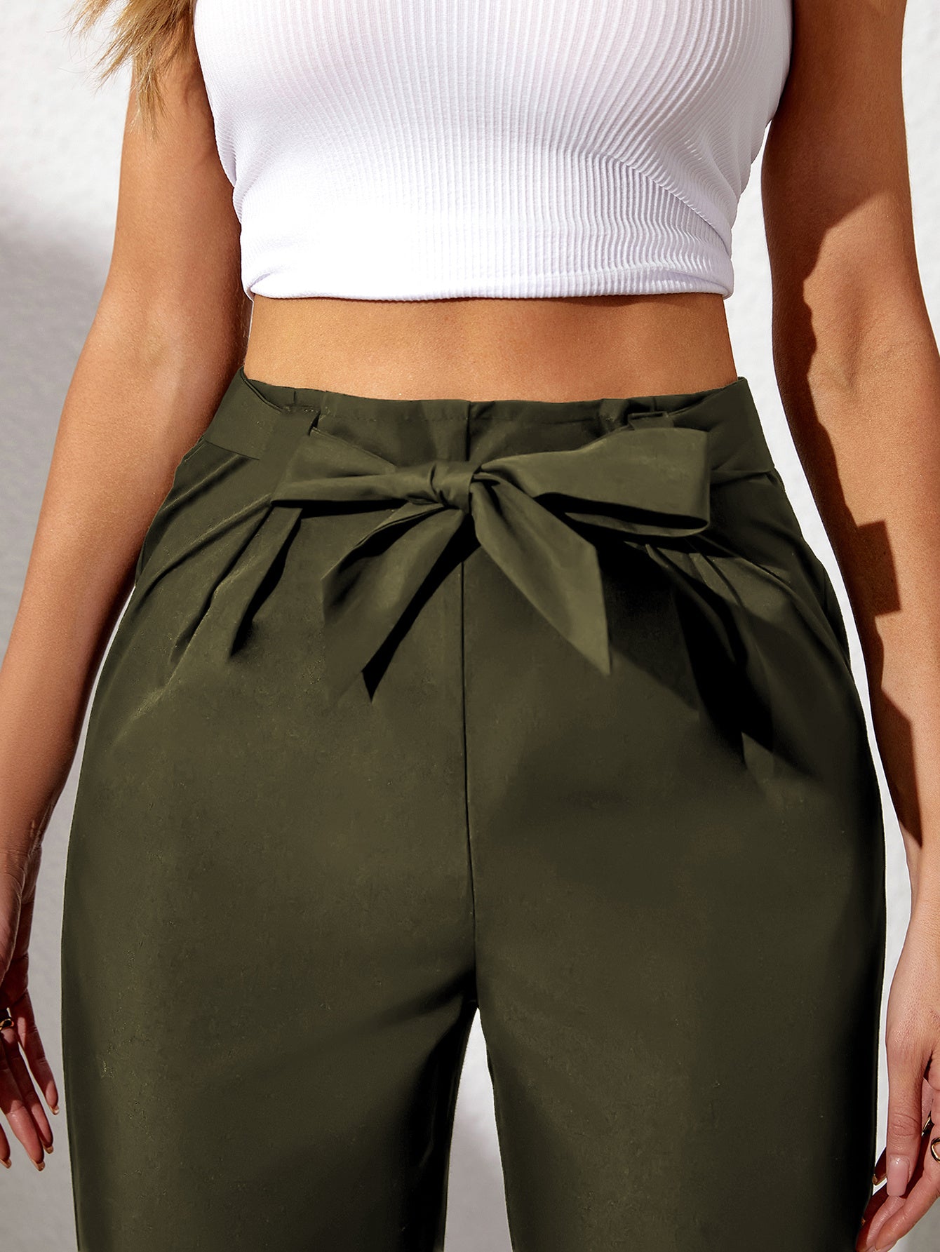 Plus Size Ankle Strap With Fungus Edge Casual Women's Pants