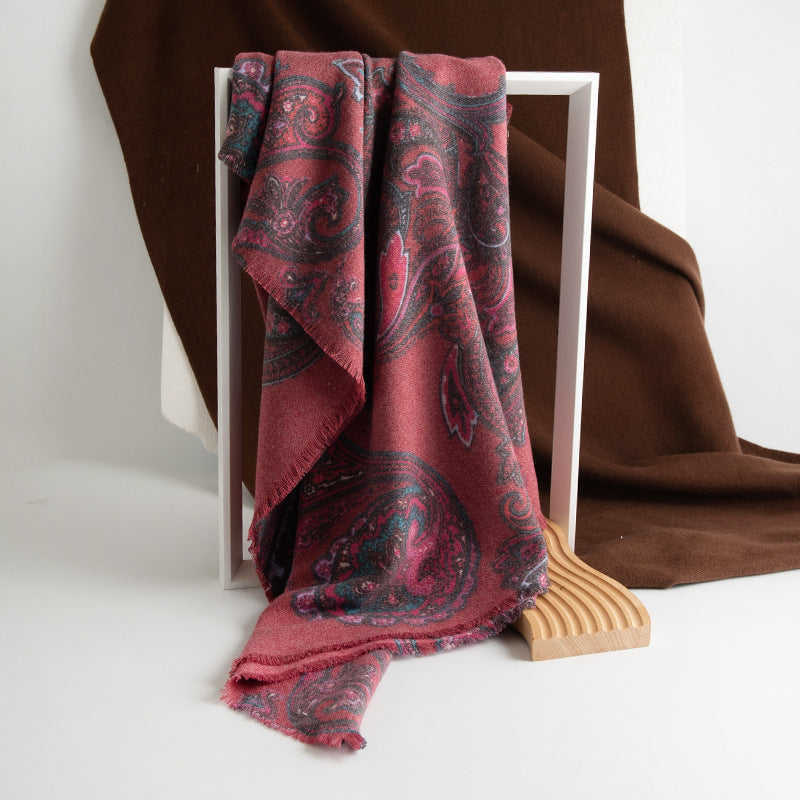 Ethnic Style Paisley Printing Artificial Cashmere Scarf