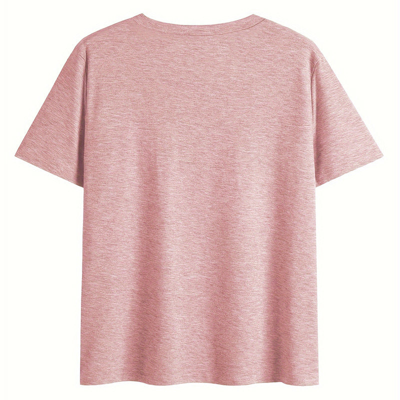 Women's V-Neck Short Sleeve T-Shirt - Colorful Butterfly Print, Casual Summer Top