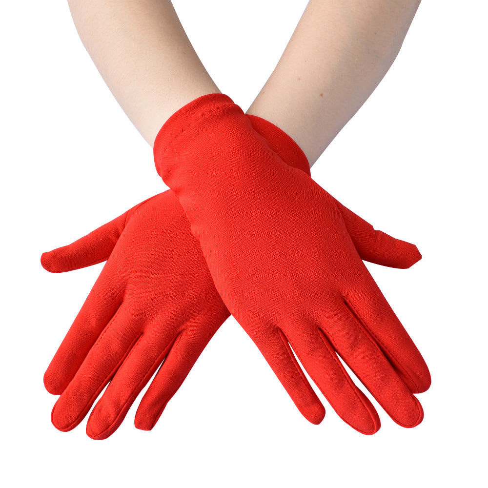 Spring And Autumn New Women's Hand Guard Milk Silk Satin Stretch Gloves