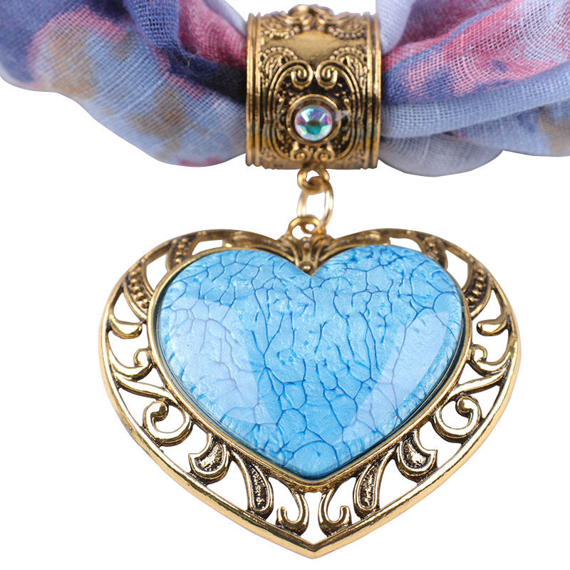 Ethnic Peach Heart Jewelry Necklace Scarf Female