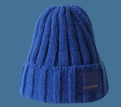 Klein Blue White Knitted Hat Sapphire Blue Woolen Cap