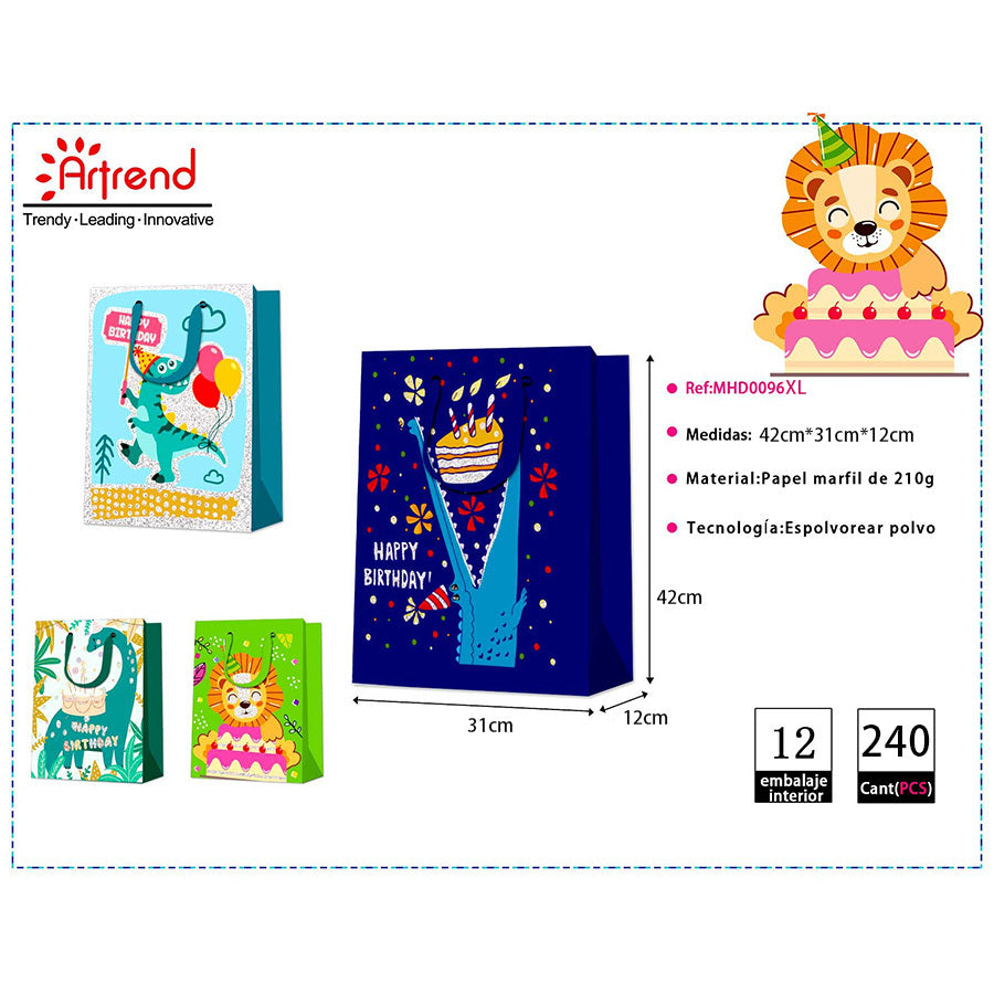 12-piece Exquisite Gift Bag, Cartoon Animal Design, Multiple Patterns, Suitable For Birthdays, Baby Showers, Graduation Season, Valentine's Day. Used In Various Occasions Such As Shopping And Can Be R