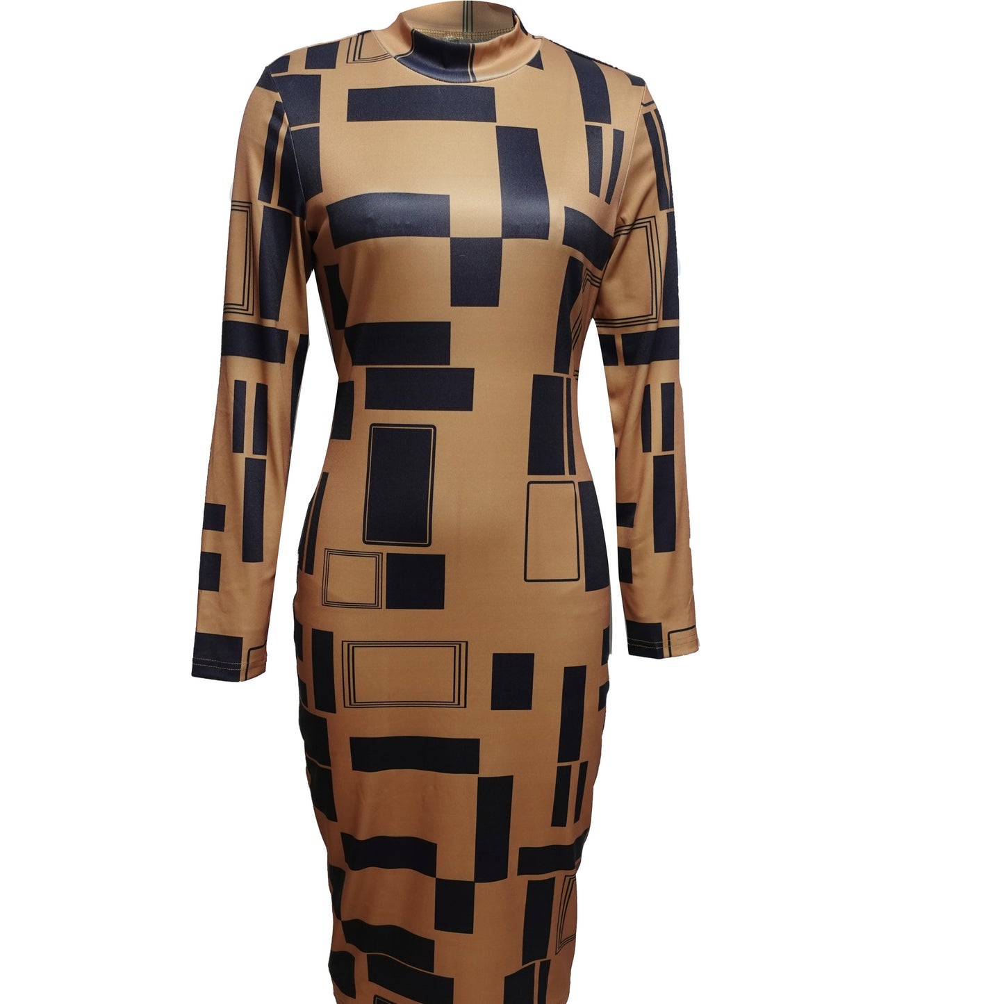 Women's Round Neck Dress With Color Block Splicing Dress