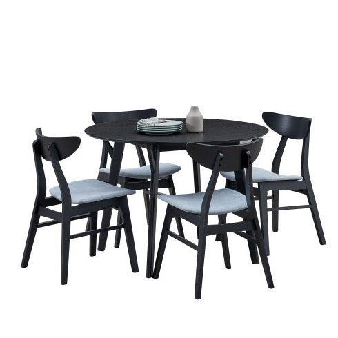 42.01 Inch Saving Place Table,Wooden Dining Table For 4 Persons,Modern Design Round Kitchen Table For Living Room,Apartment,Restaurant,Black