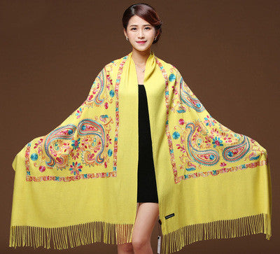 Embroidered Cotton And Linen Scarf Travel Sunscreen Ethnic Style Silk Scarf