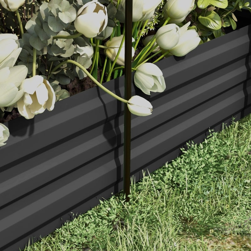 Galvanized Steel Planter Box With Crop Cage And Shade Cloth, Raised Garden Bed For Flowers, Veggies And Herbs, Gray